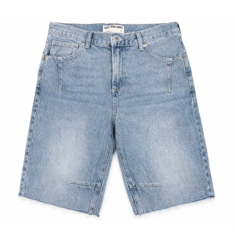 Free People We The Free Ghost Town High Rise Long Denim Shorts 31‎ Boho NWT